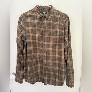 Hurley Men's Plaid Shirt - Brown and Yellow